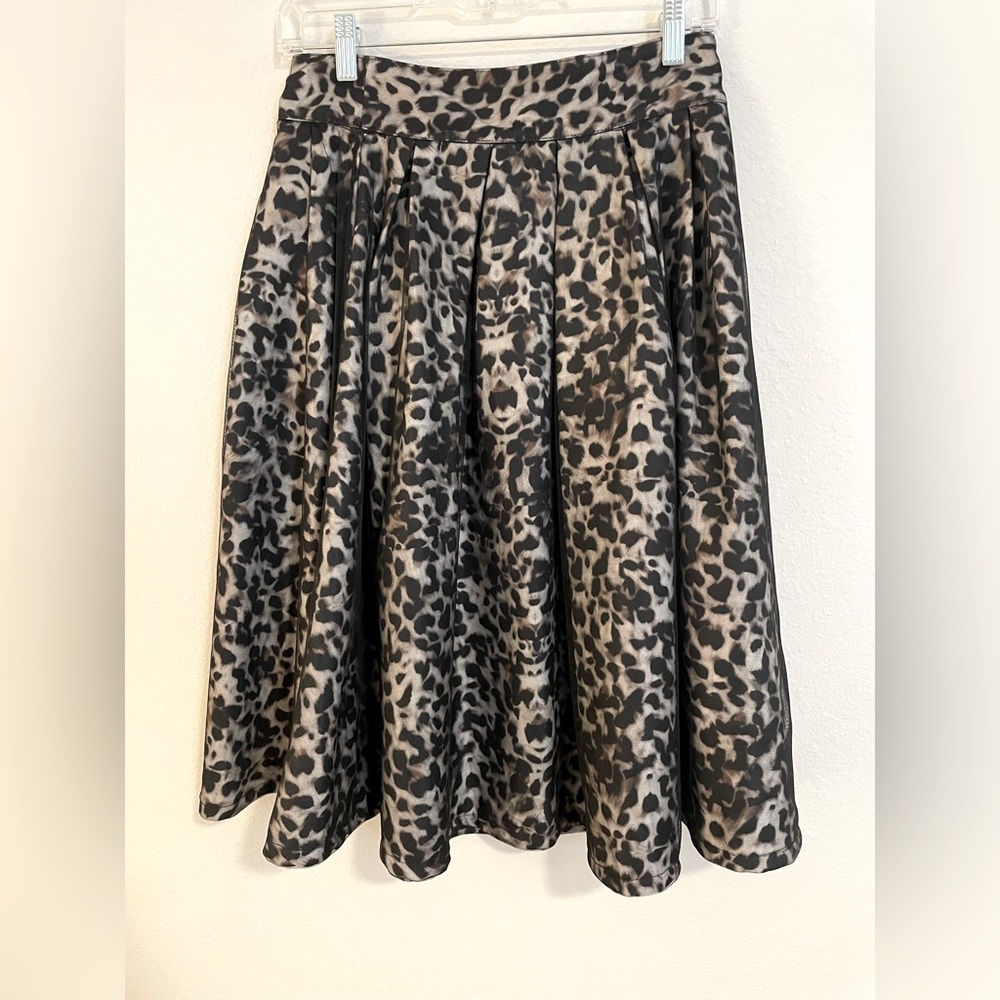 Tule Overlay Leopard Print Skater Fit & Flare Skirt